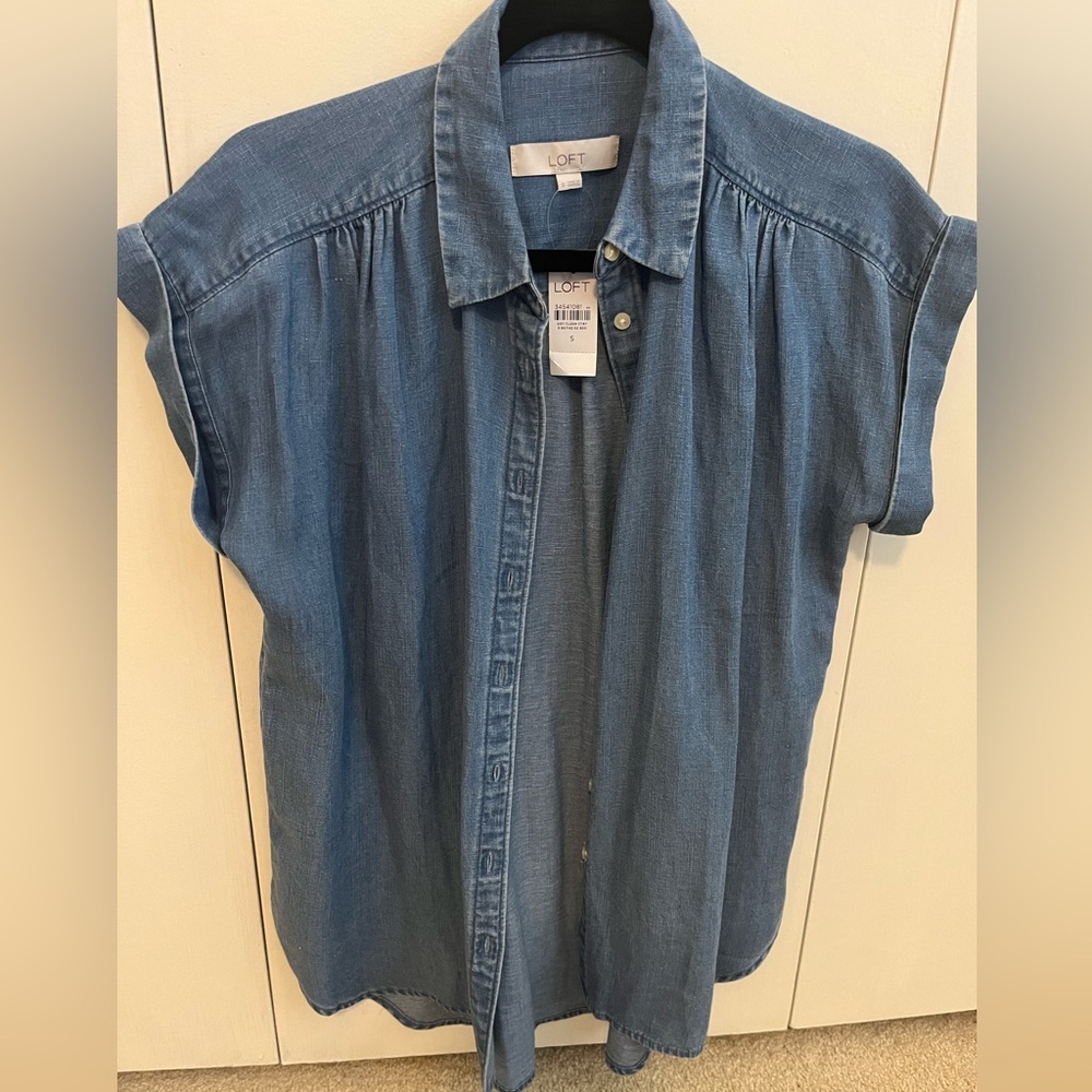 Loft denim top size small NWT